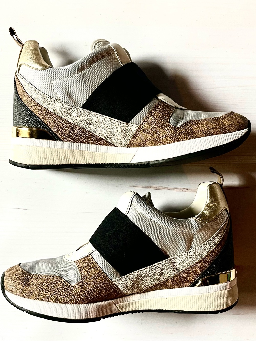 Michael Kors Gold & Brown Slip-On sneakers